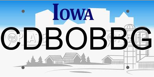 CDBOBBG Iowa License Plate