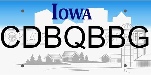 CDBQBBG Iowa License Plate