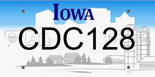 CDC128 Iowa License Plate