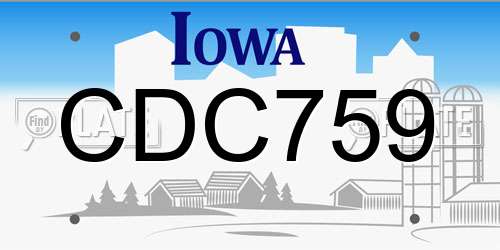 CDC759 Iowa License Plate