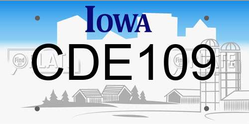 CDE109 Iowa License Plate