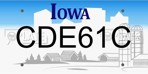 CDE61C Iowa License Plate