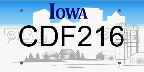 CDF216 Iowa License Plate