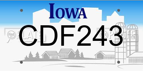 CDF243 Iowa License Plate