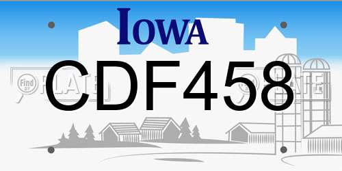 CDF458 Iowa License Plate