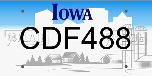 CDF488 Iowa License Plate