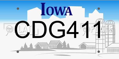 CDG411 Iowa License Plate