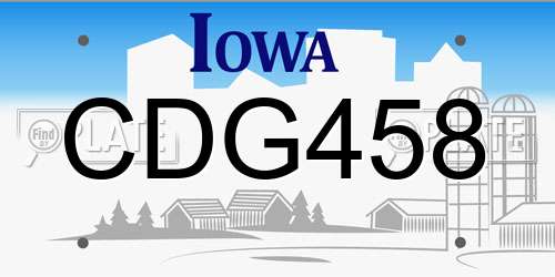 CDG458 Iowa License Plate