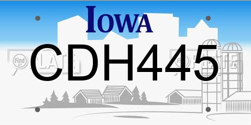 CDH445 Iowa License Plate