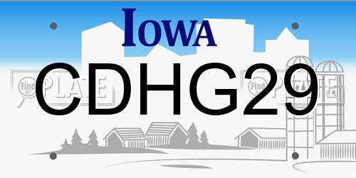 CDHG29 Iowa License Plate