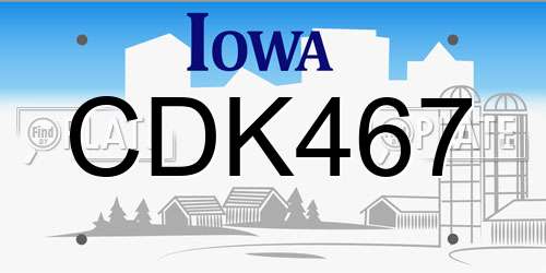 CDK467 Iowa License Plate