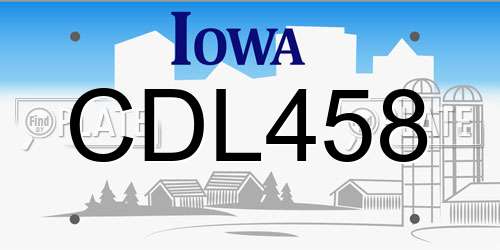 CDL458 Iowa License Plate
