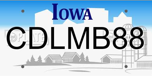 CDLMB88 Iowa License Plate