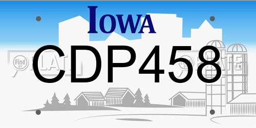 CDP458 Iowa License Plate