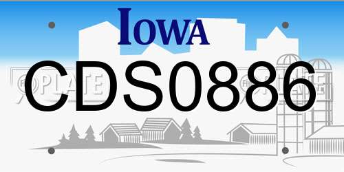 CDS0886 Iowa License Plate