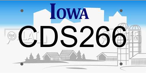 CDS266 Iowa License Plate