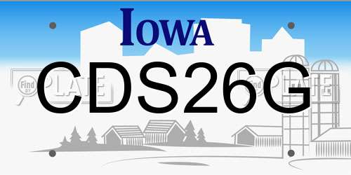 CDS26G Iowa License Plate