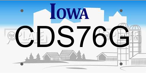 CDS76G Iowa License Plate