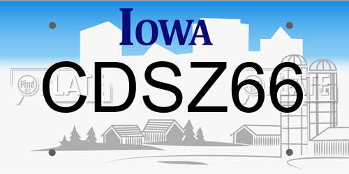 CDSZ66 Iowa License Plate