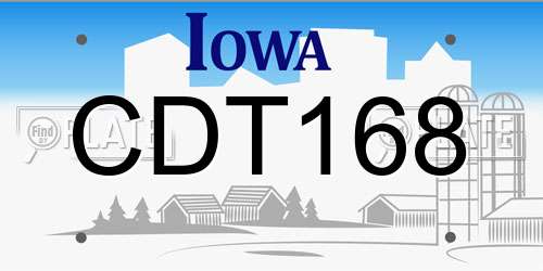 CDT168 Iowa License Plate