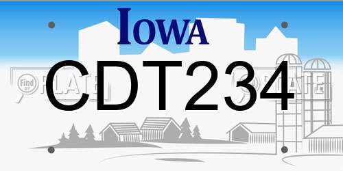 CDT234 Iowa License Plate