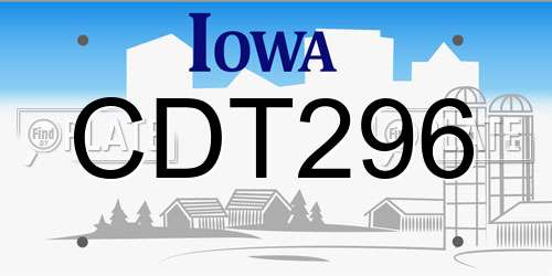 CDT296 Iowa License Plate