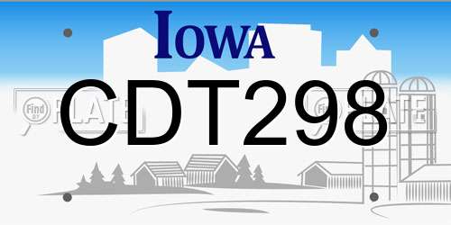 CDT298 Iowa License Plate