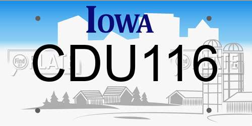 CDU116 Iowa License Plate