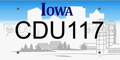 CDU117 Iowa License Plate
