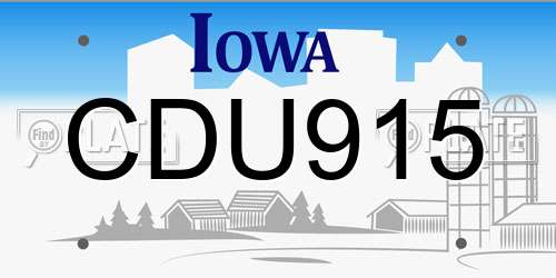 CDU915 Iowa License Plate