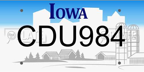 CDU984 Iowa License Plate