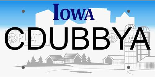 CDUBBYA Iowa License Plate