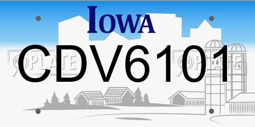 CDV6101 Iowa License Plate