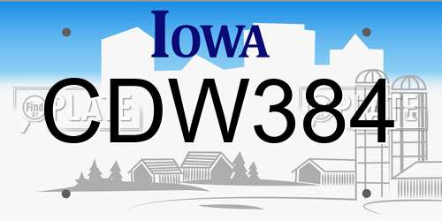 CDW384 Iowa License Plate
