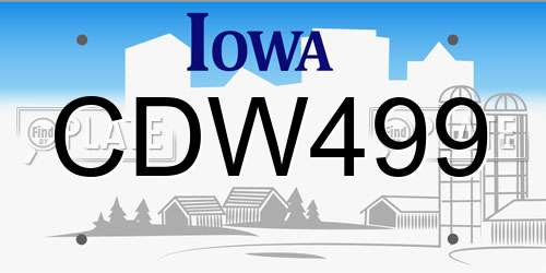 CDW499 Iowa License Plate