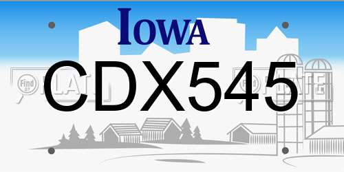 CDX545 Iowa License Plate