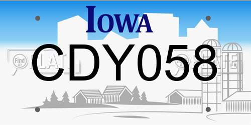CDY058 Iowa License Plate