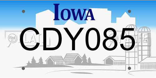 CDY085 Iowa License Plate
