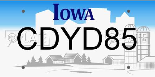 CDYD85 Iowa License Plate