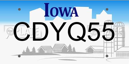 CDYQ55 Iowa License Plate
