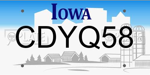 CDYQ58 Iowa License Plate