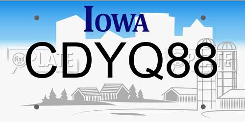 CDYQ88 Iowa License Plate