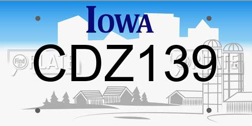 CDZ139 Iowa License Plate