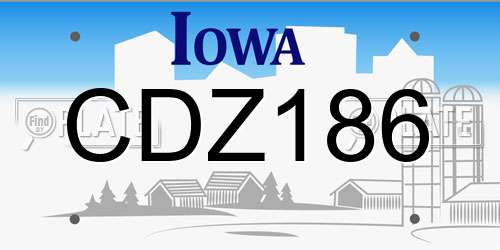 CDZ186 Iowa License Plate