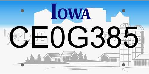 CE0G385 Iowa License Plate