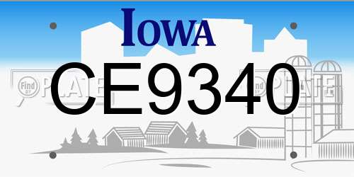 CE9340 Iowa License Plate