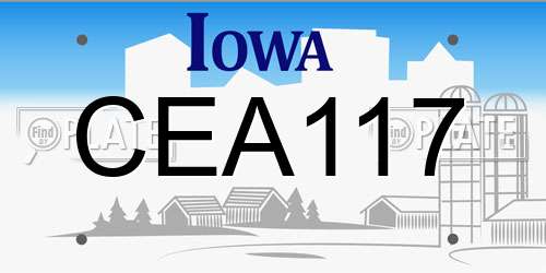 CEA117 Iowa License Plate