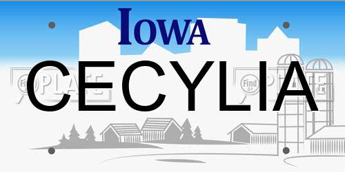 CECYLIA Iowa License Plate