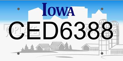 CED6388 Iowa License Plate