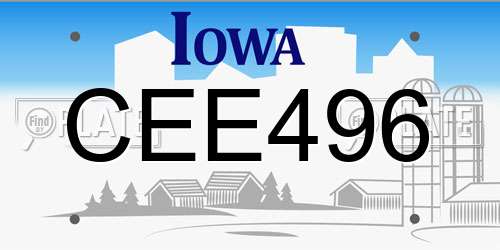 CEE496 Iowa License Plate